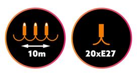 dekoratyvines lemputes -  Kobi 045600, 230 V, 2300 W - 2 nuotrauka