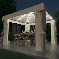 led uzuolaida 3x3 - Pavėsinė su lemputėmis ir užuolaidomis, kreminė balta, 3x3m - 2 nuotrauka