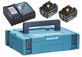 makita bl1850b akumuliatorius - Makita Powerpack Charger + 2x Battery 197624-2, 18 V, 5000 mAh - 1 nuotrauka