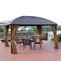 gazebas - Home4you Sunset Gazebo w/ Metal Roof 3x4m Brown - 2 nuotrauka
