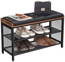 lentyna songmics - Songmics Shoe Bench Brown/Black 80x30x48cm - 3 nuotrauka