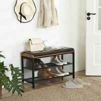 lentyna songmics - Songmics Shoe Bench Brown/Black 80x30x48cm - 4 nuotrauka