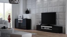 40 tv stovas - Cama Meble Viva 180 TV Stand Black Gloss/White - 2 nuotrauka