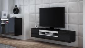 40 tv stovas - Cama Meble Viva 180 TV Stand Black Gloss/White - 3 nuotrauka
