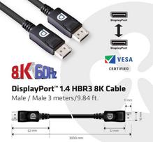 displayport 1.4 kabelis - Club 3D DisplayPort 1.4 HBR3 8K 28AWG Cable 3m Black - 4 nuotrauka