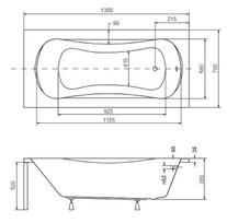 senukai akrilines vonios - Vonia Besco Aria Plus 130, 1300 mm x 700 mm x 390 mm, stačiakampis - 4 nuotrauka