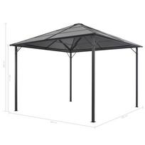 eglute - Pavėsinė su užuolaidomis, aliuminis, 3x3m, juoda - 7 nuotrauka