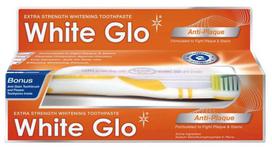 glo - WHITE GLO balinamoji dantų pasta nuo akmenų susidarymo ANTI-PLAQUE, 150 g - 1 nuotrauka