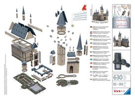 3d deliones - 3D dėlionė Ravensburger Harry Potter Hogwarts Castle 11259, 630 vnt. - 3 nuotrauka