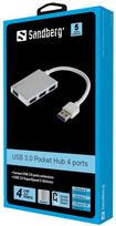 10 usb sakotuvas - Sandberg 133-88 USB 3.0 Pocket USB Hub 4 Ports - 2 nuotrauka