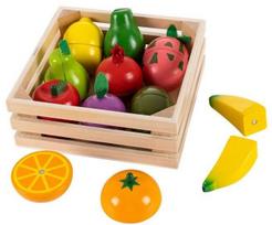 mediniai pjaustymo vaisiai - EcoToys Wooden Chopping Magnet Fruits Set - 1 nuotrauka