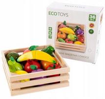 mediniai pjaustymo vaisiai - EcoToys Wooden Chopping Magnet Fruits Set - 2 nuotrauka