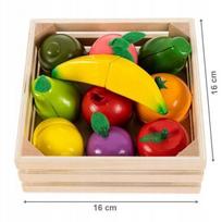mediniai pjaustymo vaisiai - EcoToys Wooden Chopping Magnet Fruits Set - 3 nuotrauka