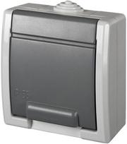 kistukiniai lizdai senukai - Kištukinis lizdas Elektro-Plast Aquant 1244-10, pilkas - 1 nuotrauka