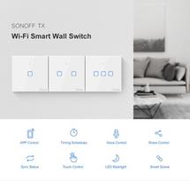 jungikliai wifi - Išmanusis liečiamas sieninis jungiklis Sonoff T3EU3C-TX, 3 kanalų, 230VAC - 4 nuotrauka