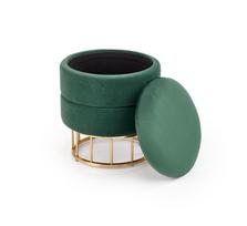 pufas zalia - Pufas Halmar Minty Dark Green/Gold, 37x37x41 cm - 3 nuotrauka