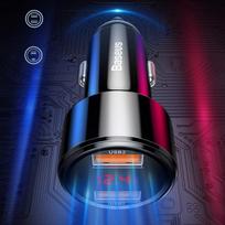 45w charger - Baseus Magic Dual USB Car Charger PPS QC 4.0 Black (Juodas) - 7 nuotrauka
