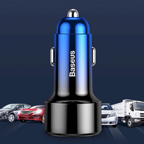 45w charger - Baseus Magic Dual USB Car Charger PPS QC 4.0 Black (Juodas) - 18 nuotrauka