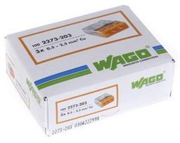 kabeliu sujungimo jungtys - Wago 3 Wire terminal 3x0.5-2.5 100pcs - 2 nuotrauka