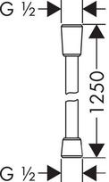 zarna 50mm - Hansgrohe Isiflex B Shower Hose Chrome 1250mm - 2 nuotrauka