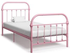 Lova VLX Metal 284510, rožinė, 213 x 101 cm, su grotelėmis