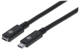 usb type c to usb 2.0 - Manhattan USB Cable Type-C M To Type-C F Black 0.5m - 1 nuotrauka