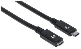 usb type c to usb 2.0 - Manhattan USB Cable Type-C M To Type-C F Black 0.5m - 2 nuotrauka