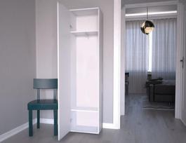 spintele vonios 50 x 50 - Top E Shop Duo Wardrobe With Mirror White - 4 nuotrauka