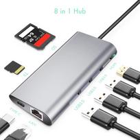 sd card usb c reader - RoGer Hub 8in1 RO-8IN1-SI - 1 nuotrauka