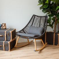 supamas kreslas senukai - Supamasis krėslas Home4you Helsinki, juodas/pilkas/smėlio, 102 cm x 84 cm x 97 cm - 6 nuotrauka