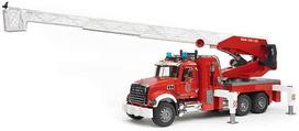 zaislina masina - BRUDER 1:16 gaisrinis automobilis MACK Granite su kopėčiomis ir vandens pompa, 02821 - 2 nuotrauka