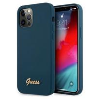 iphone 12 pro gold - Guess Silicone Vintage Gold Logo for iPhone 12 Pro Max, apple iphone 12 pro max, mėlyna - 1 nuotrauka
