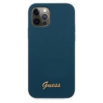 iphone 12 pro gold - Guess Silicone Vintage Gold Logo for iPhone 12 Pro Max, apple iphone 12 pro max, mėlyna - 3 nuotrauka