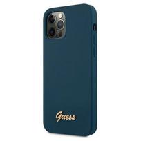 iphone 12 pro gold - Guess Silicone Vintage Gold Logo for iPhone 12 Pro Max, apple iphone 12 pro max, mėlyna - 4 nuotrauka