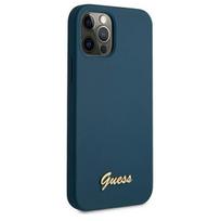 iphone 12 pro gold - Guess Silicone Vintage Gold Logo for iPhone 12 Pro Max, apple iphone 12 pro max, mėlyna - 5 nuotrauka