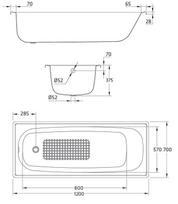 plieno vonia - BLB B20E, Plienas, 1200 mm x 700 mm x 390 mm - 2 nuotrauka