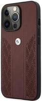 iphone 13 pro odinis deklas - BMW "BMHCP13LRSPPR Leather Back Case iPhone 13 / 13 Pro" Red - 4 nuotrauka