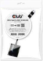 type 1 type 2 adapteris - Club 3D Adapter USB3.1 Type-C To HDMI 4K 60HZ UHD Black - 3 nuotrauka