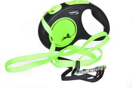 pavadelis flexi s 5m - FLEXI New Neon S Tape 5 m green automatinis pavadėlis - 1 nuotrauka