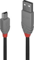kabelis usb type a to type b - Lindy Anthra Line USB 2.0 Type A To Mini USB B 2m Black - 2 nuotrauka