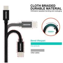 type c to type c laidas 2m - Swissten Textile USB To USB Type-C 3.1 Data And Charge Cable 0.2m Black - 2 nuotrauka