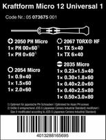 wera atsuktuvai - Wera Kraftform Micro 12 Universal 1 (05073675001), 12 vnt. - 12 nuotrauka