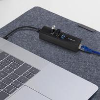 usb c ilgintuvas - LogiLink 3-port USB 3.0 HUB + RJ-45 port UA0283 - 4 nuotrauka