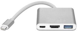 usb c hdmi adapteris - Fusion 3in1 USB-C Multiport Adapter / USB 3.0 / HDMI / USB-C Silver - 2 nuotrauka
