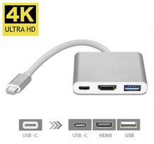 usb c hdmi adapteris - Fusion 3in1 USB-C Multiport Adapter / USB 3.0 / HDMI / USB-C Silver - 3 nuotrauka