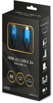 hdmi 2.1 kabelis - Savio HDMI Cable 3m Blue - 2 nuotrauka