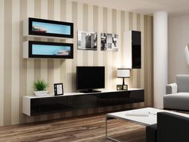 pakabinamos vitrinos - Cama Meble Vigo 90 Cabinet Glass White/Black Gloss - 3 nuotrauka