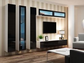 pakabinamos vitrinos - Cama Meble Vigo 90 Cabinet Glass White/Black Gloss - 7 nuotrauka