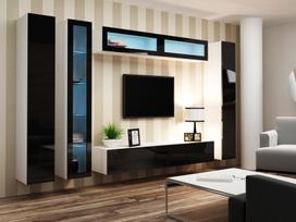 pakabinamos vitrinos - Cama Meble Vigo 90 Cabinet Glass White/Black Gloss - 8 nuotrauka
