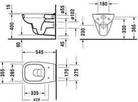 duravit pakabinamas unitazas su dangciu - Pakabinamas unitazas Duravit D-Code 45350900A1, su dangčiu, 355x545 mm - 2 nuotrauka